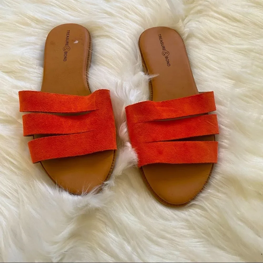 New Treasure & Bond Suede slide sandals Size 5 Medium Width Upper Leather